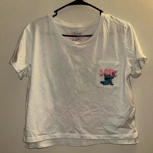 Cropped stitch white women’s shirt